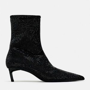 Zara rhinestone heeled ankle boots